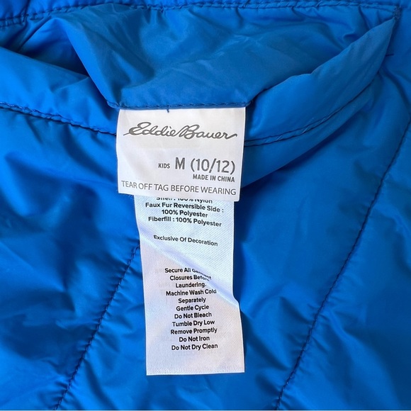 Eddie Bauer Reversible Winter Puffer Jacket Boy Size 10/12 - Picture 8 of 8